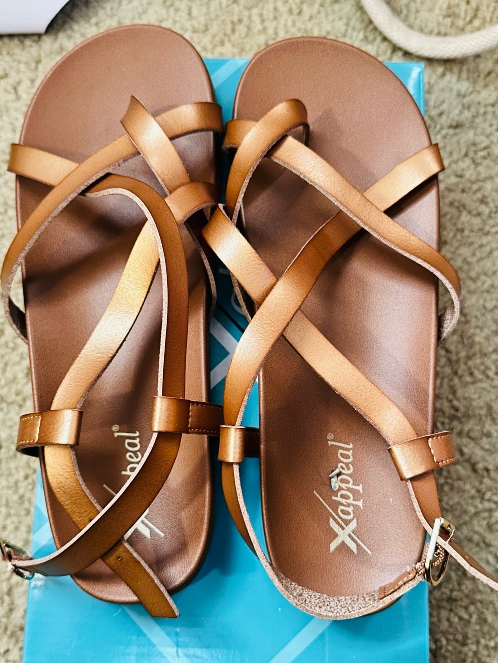 Xappeal Women’s Brown Metallic Strappy Sandals